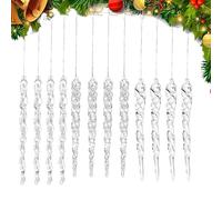 Mwqpgyh Icicle Christmas Tree Decorations | Pack of 12 Acrylic Icicle Pendants 30 cm Drop Shape | Clear Acrylic Drop Garland Decoration for Winter Indoor Home Window Wall Cafe Party