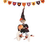 Mwqpgyh Witch Doll, Fairy Figurine, Halloween Decoration, Movable Holiday Decoration for Home, Hallway, Party