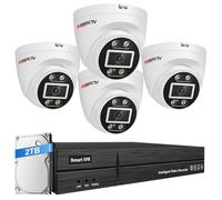 MWRCTV 2-Way Audio PoE CCTV Camera System,4pcs Wired 4MP Dome Camera for Home Security,110°Wide Angle Lens,Smart Dual Light,Motion Detection,8 Port 16CH 4K NVR,24/7 Recording(Built-in 2TB HDD)