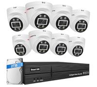 MWRCTV 2-Way Audio PoE CCTV Camera System,8pcs Wired 4MP Dome Camera for Home Security,110°Wide Angle Lens,Smart Dual Light,Motion Detection,8 Port 16CH 4K NVR,24/7 Recording(Built-in 2TB HDD)