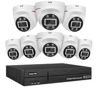 MWRCTV 4K PoE CCTV Camera System,8 x 8MP Wired Dome IP PoE Cameras for Home Security,110°Wide Angle Lens,2-Way Audio,Smart Dual Light,Human Vehicle Detection,8 Port 16CH 4K NVR,24/7 Recording(NO HDD)