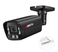 MWRCTV 8MP POE Security Camera 4K POE IP Bullet Camera 2.8mm 110°Wide Angle Lens,AI Human/Vehicle Detection,2 Way Talk,Color Night Vision,Up to 512GB MicroSD Card,Full Metal Case,24/7 Recording(Black)