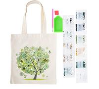 Mwrode Canvas Tote Bags DIY Diamond Painting Tote Bag Kits Diamond Art Tote Bags for Shopping Daily Organization Rhinestone Diamond Art Handbag(A)