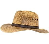 MWS Big Wide Brim Natural Palm Leaf Straw Cuban Gaucho Fedora UPF Sun Hat Flex Fit
