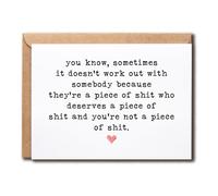 MWS9xDesigns Funny Breakup Card - Sometimes It Doesn't Work Out - Sarcastic Encouragement Card - Dark Humor Greeting - Gift For Him Her