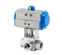 MWSQQGKCF DN8/DN10/DN15 32Mpa 300bar High Pressure Ball valve 3 Way Stainless steel SS304 Pneumatic Ball Valve 1/4 3/8 1/2 T L Type(T type D,DN10)
