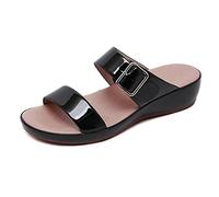 MWUCAIXIA Non-slip Beach Sandals with Buckle for Women Casual Slides All Match Slippers (Color : Pink, Size 37) (Black, Size 37 EU)