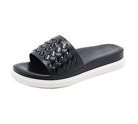 MWUCAIXIA Weave Women Wedge Mid Pump Woven Knitted Slippers Sandals Shoes Women Female Flip Flops Sandals Slippers Shoes (Color : Blue Size : 37), blackone, 5 UK