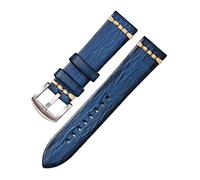 MWxpoSediR Universal Strap,18/20/22/24mm Vintage Color-changeable Vegetable Tanned Leather Watch Strap Anti-sweat Comfortable Watchband with Installation Tools(Blue silver,20mm)