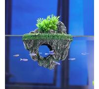 MWYZG Decorative Floating Island, Vibrant Aquarium Decorations, Interactive Fish Tank Toy for Betta, Guppies, Goldfish, Shrimps, Hermit Crabs, Green