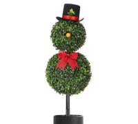 MWZBTG Artificial Christmas Shaped Tree Festive Decoration | More artificial than topiary with red bow and hat. For indoor, garden, yard, backyard, patio, lawn