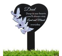 MWZBTG Grave Marker for Memorials, Waterproof Metal Grave Steel in Black with Heart-Shaped , Waterproof Black Grave Sign for People with Holder, Siehe Beschreibung, Iron, See description