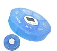 MWZBTG Pill Box - 7-Compartment Intelligent Pill Box with Timer - Medication Organiser with Daily Divider for Travel Work Hospital