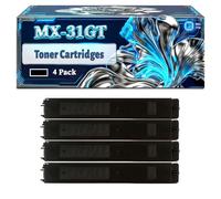 MX-31GT Toner Cartridges Compatible for Sharp MX-2301N MX-2600N MX-3100N MX-5000N MX-M565N Printers, With Chip Large Capacity 28000 Pages (4 Pack Black)
