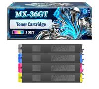 MX-36GT Toner Cartridge Compatible for Sharp MX-2610N MX-3110N MX-3610N Printers, With Chip Large Capacity 24000 Pages (4-Pack BK/C/M/Y)