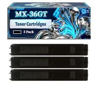 MX-36GT Toner Cartridges Compatible for Sharp MX-2610N MX-3110N MX-3610N Printers, With Chip Large Capacity 28000 Pages (3 Pack Black)