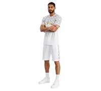 MX 3HSD Mens Designer T Shirt + Short Set 2pc Summer Tracksuit Zip Pockets Soft Polyester Sportswear. Easy Dry Fabric. Warm Weather Tracksuit White XXL