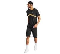 MX 3HSD Mens Designer T Shirt + Short Set 2pc Summer Tracksuit Zip Pockets Soft Polyester Sportswear. Easy Dry Fabric. Warm Weather Tracksuit Black XXL