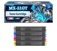 MX-51GT Toner Cartridge Compatible for Sharp MX-4112N MX-5112N Printers, With Chip Large Capacity 40000 Pages (4-Pack BK/C/M/Y)