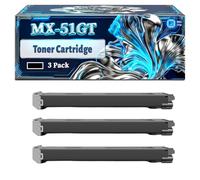 MX-51GT Toner Cartridge Compatible for Sharp MX-4112N MX-5112N Printers, With Chip Large Capacity 40000 Pages (3 Pack Black)