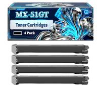 MX-51GT Toner Cartridges Compatible for Sharp MX-4112 MX-4141N MX-5140N MX-4112N MX-5112N MX-5141N MX-4112NA MX-5112NA MX-4140N Printers (4 Pack Black)
