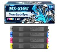 MX-51GT Toner Cartridges Compatible for Sharp MX-4112 MX-4141N MX-5140N MX-4112N MX-5112N MX-5141N MX-4112NA MX-5112NA MX-4140N Printers (4-Pack BK/C/M/Y)