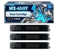 MX-61GT Toner Cartridge Compatible for Sharp MX-2630N MX-2651 MX-3050 MX-3051 MX-3061 MX-3071 MX-3550V MX-3551 MX-3561 MX-3571 MX-4051 MX-4061 MX-4071 MX-5050V MX-5051 Printers (3 Pack Black)
