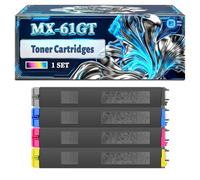 MX-61GT Toner Cartridges Compatible for Sharp MX-4060N MX-4070N MX-5050N MX-5070N MX-6050N MX-6070N Printers, With Chip Large Capacity 50000 Pages (4-Pack BK/C/M/Y)