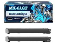 MX-61GT Toner Cartridges Compatible for Sharp MX-4060N MX-4070N MX-5050N MX-5070N MX-6050N MX-6070N Printers, With Chip Large Capacity 50000 Pages (2 Pack Black)