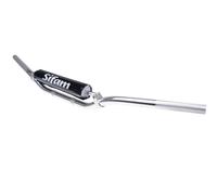 MX handlebar with cross brace and pad anodized aluminum silver - 22mm