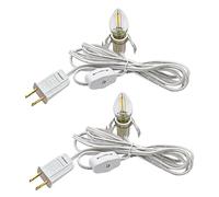 MX232 Set of 2 Accessory Cord with 2 Led Light Bulb 6 Ft White Cord with On/Off Switch Plugs e12 Candelabra LED Light Bulbs and Clips for Halloween Christmas Decorations Craft Village House Decoration