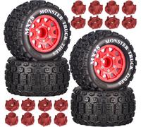 MX28 2.8" Tire and Wheels Pre-Glued All-Terrain MT Tires with 12mm/14mm Hexes - 1/10 Scale RC Car Truck Tires for ARRMA Big Rock, Granite, Senton, Vorteks, Traxxas Slash, Stampede Rustler, Hoss