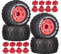 MX28 2.8" Tire and Wheels Pre-Glued All-Terrain MT Tires with 12mm/14mm Hexes - 1/10 Scale RC Car Truck Tires for ARRMA Big Rock, Granite, Senton, Vorteks, Traxxas Slash, Stampede Rustler, Hoss