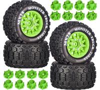 MX28 Pre-Glued 2.8" MT Tyres and Wheels with 12mm/14mm Hex for 1/10 RC Cars | Compatible with ARRMA Big Rock, Granite, Senton, Vorteks & Traxxas Slash, Stampede Rustler, Hoss 1/10 Scale RC Truck, 4Pcs