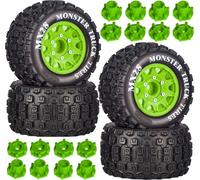 MX28 Pre-Glued 2.8" MT Tyres and Wheels with 12mm/14mm Hex for 1/10 RC Cars | Compatible with ARRMA Big Rock, Granite, Senton, Vorteks & Traxxas Slash, Stampede Rustler, Hoss 1/10 Scale RC Truck, 4Pcs