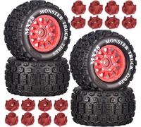 MX28 Pre-Glued 2.8" MT Tyres and Wheels with 12mm/14mm Hex for 1/10 RC Cars | Compatible with ARRMA Big Rock, Granite, Senton, Vorteks & Traxxas Slash, Stampede Rustler, Hoss 1/10 Scale RC Truck, 4Pcs