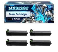 MX312GT Toner Cartridges Compatible for Sharp MX-M260 MX-M310 Printers, With Chip Large Capacity 35000 Pages (4 Pack Black)