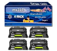 mx317 Drum Unit Compatible for Lexmark MS410dn MS415dn MS417dn MS510dn MS517 dr MS610 de Printers, High-Definition Printing Effect with Chip, 60000 Pages (4 Pack Black)