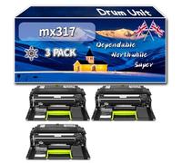 mx317 Drum Unit Compatible for Lexmark MS610 dn MS610 dte MS610 dtn MS617 dhn MS617 dn MX 617 de Printers, High-Definition Printing Effect with Chip, 60000 Pages (3 Pack Black)