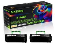MX510de Compatible for Lexmark Toner Cartridge with Chip MX310de MX310dn MX410de MX510de Printers (2-Pack Black)