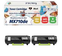 MX710de Toner Cartridge Compatible for Lexmark Work for Lexmark MX810dxfe MX810dxme MX811dfe MX811dme Printers (2-Pack Black)