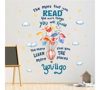 MXAEUK Reading Book Wall Decal,The More That You Read The More Things You Will Know Inspirational Quote Vinyl Wall Stickers, Removable Educational Reading Artwork for Classroom Office Library Decor
