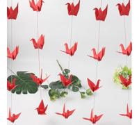 MXAEUK Red Paper Cranes Hanging Garlands, Modern Handmade Origami Birds Streamers, Paper Crane for Garden Ceiling Decor,Wedding Birthday Baby Shower Party Supplies