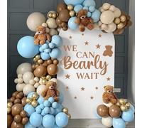 MXAEUK We Can Bearly Wait Wall Decal, Baby Shower Backdrop Decoration, Removable Sticker for Gender Reveal Party(Girl Boy Baby) Decor, Bear Welcome Signs for Pregnancy Party Photo Background