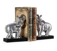MXARLTR Elephant Book Ends Decorative, Bookends for Shelves, Book Ends for Heavy Books with Anti-Slip Pad for Book Lovers Heavy Book Holder for Home Office Decor (Silver)