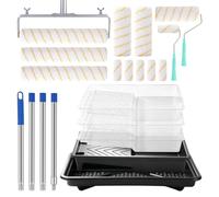 MXBAOHENG 18inch Large Paint Roller Set 21Pcs Roller Kit for Painting | Paint Rollers with 4'' ＆ 9''＆18'' Handles 12 Replaceable Rollers 5 Roller Trays ＆ 1 Extension Pole