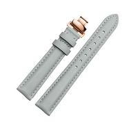 MXBAOHENG Rose Gold Leather Strap, Watch Strap Blue Black Grey Butterfly Buckle Strap 14mm-20mm