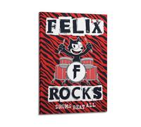 MXBFYEEB Felix The Cat Drums Poster Poster Decorative Painting Canvas Wall Posters And Art Picture Print Modern Family Bedroom Decor Posters 16x24inch(40x60cm)