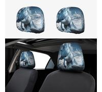 MXDLKSWPOH 1 PCS Car Headrest Covers Soft Breathable Car Seat Head Rest Covers Set Elastic Head Rest Protector Universal Auto Accessories Blue Ice Horse Headrest Cover for Cars Sedans Vans Trucks