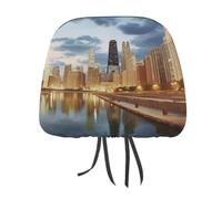 MXDLKSWPOH 1 PCS Car Headrest Covers Soft Breathable Car Seat Head Rest Covers Set Elastic Head Rest Protector Universal Auto Accessories Chicago City Headrest Cover for Cars Sedans Vans Trucks